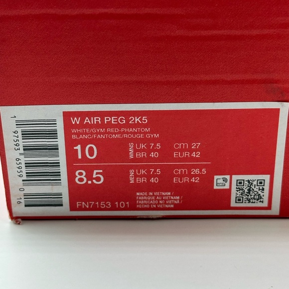 Women's Nike Air Peg 2K5  White/Gym Red-Phantom (FN7153 101) Size 10 - Picture 12 of 12
